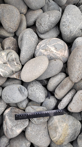 Kamenclub.ru: Галька речная окат (темно-серая) фр. 70-150 мм. купить  в Мариуполе галька речная темно-серая, синяя, серая речная галька округлая  8000 руб/т   фото КАМЕНЬ КЛУБ