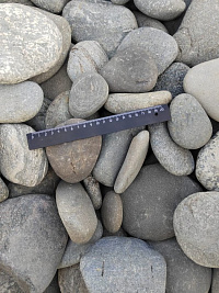 Kamenclub.ru: Галька речная плоская (серо-белая) фр. 70-120 мм. купить в Мариуполе галька галечник речной серый, белый окатанная плоская  природная галька 9000 руб/т   фото КАМЕНЬ КЛУБ