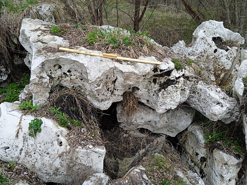 Kamenclub.ru: Выветренный известняк со мхом фр. 100-500 мм.  купить в Мариуполе известняк серый белый зеленый валун известняковый крупный 10000 руб/т   фото КАМЕНЬ КЛУБ