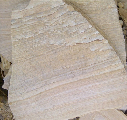 Kamenclub.ru: Песчаник пластушка желтый с рисунком (4-6 см)  купить в Мариуполе плитняк пластушка желтый с рисунком песчаник 9 000 руб/м3   фото КАМЕНЬ КЛУБ